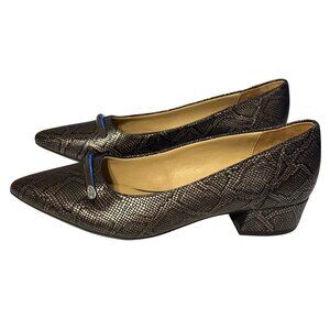 Naturalizer Feather Pointed-Toe Pumps Black Metallic Snake Print Metal Size 9